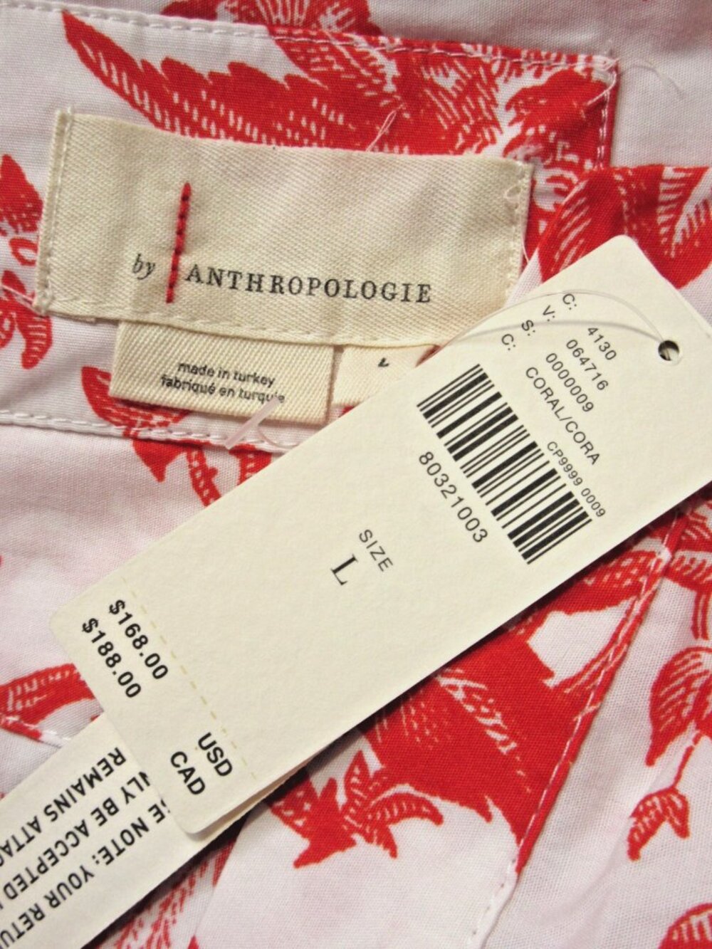 NWT Anthropologie Somerset Maxi in Coral Toile Floral Tiered Cotton Dress L - Picture 6 of 6